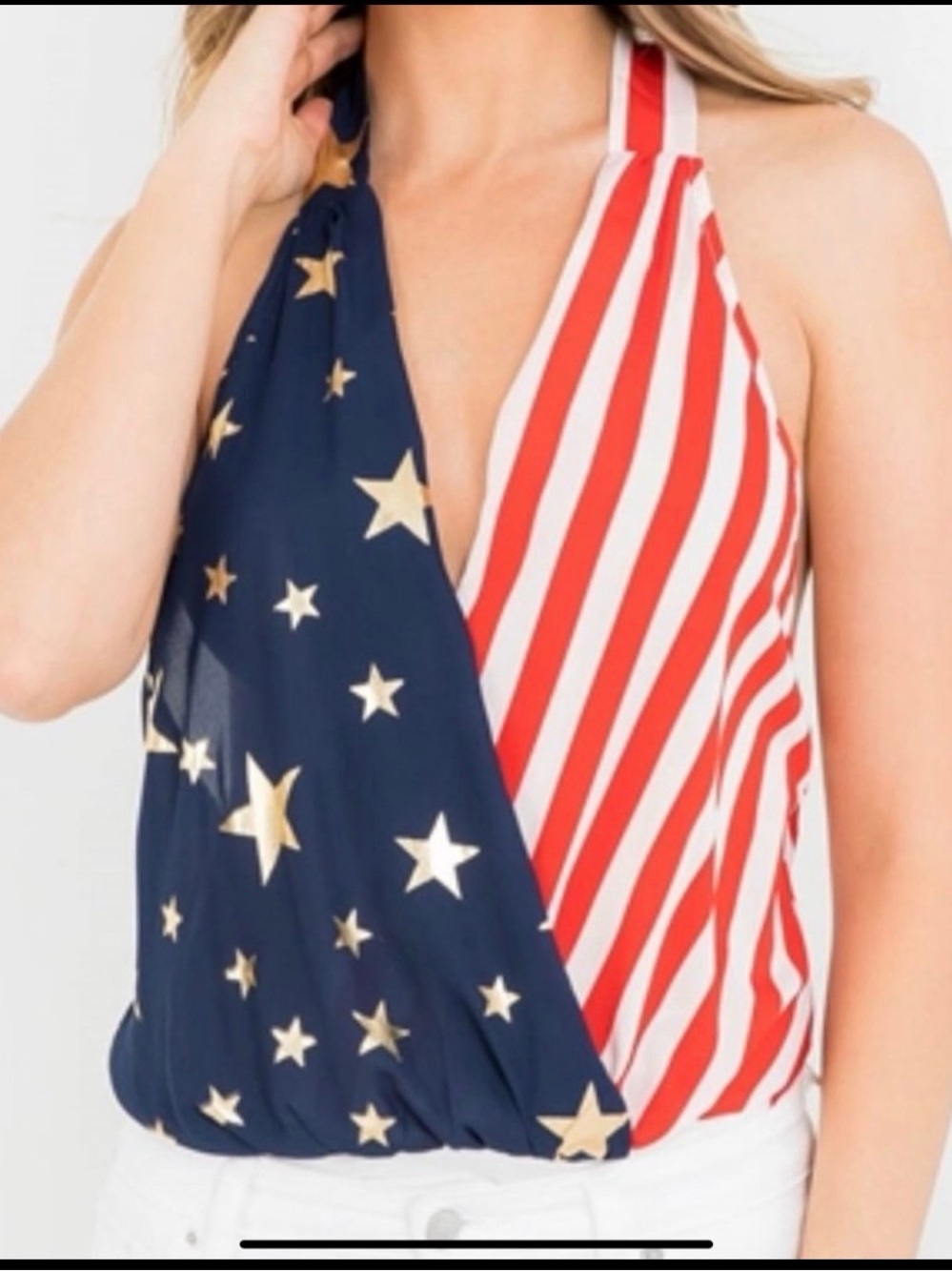 Stars & Stripes Halter Top – Red, White & Navy
